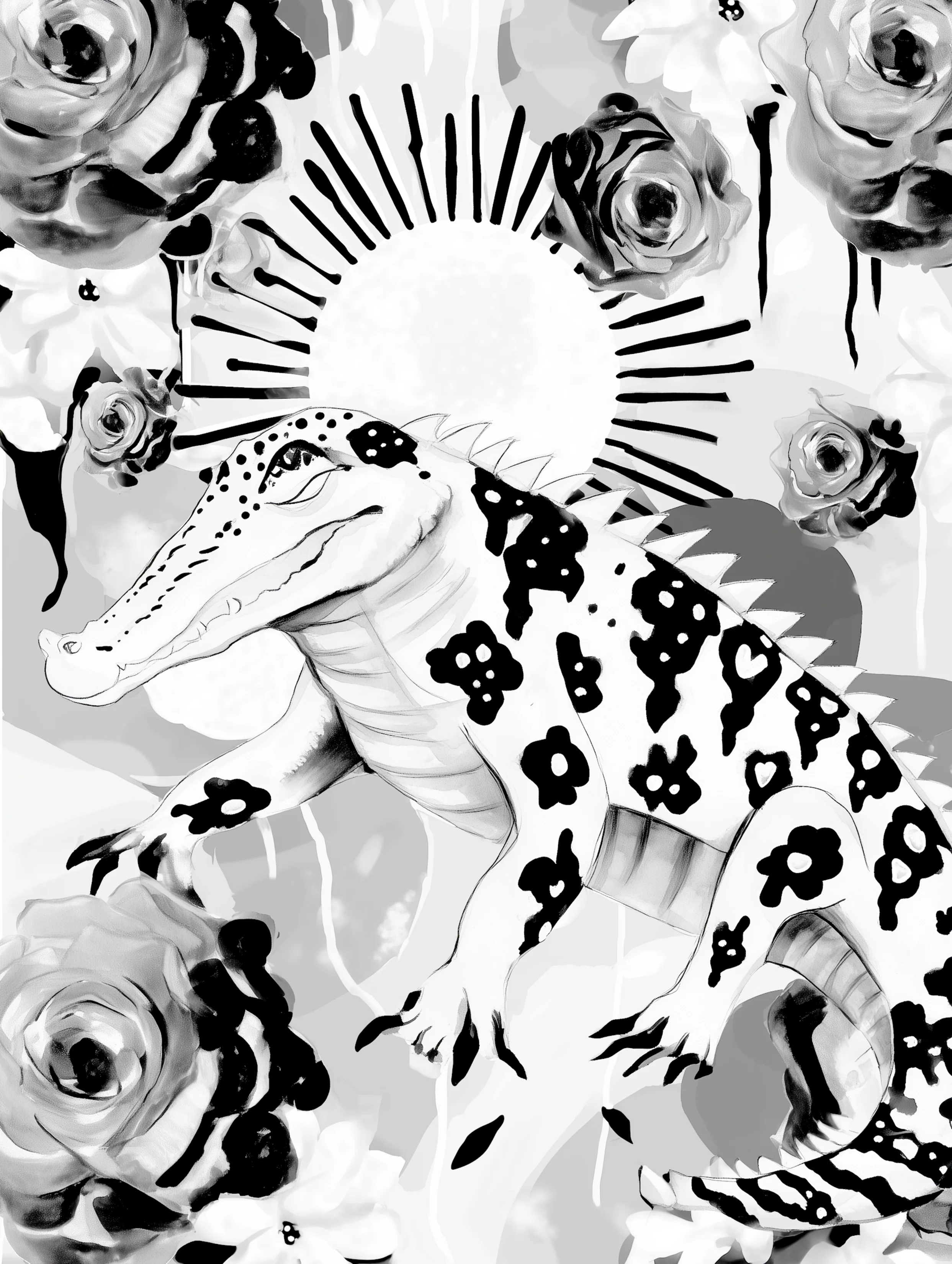 Free printable crocodile coloring pages for adults featuring sunny white crocodile